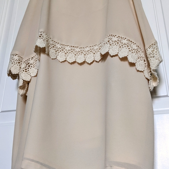 NWOT, Tiered Cream Dress w/ Crochet Accent - Picture 5 of 10